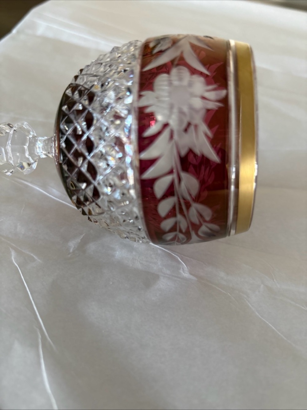 Vintage Golden Crown HandCut Cranberry Lead Crystal E&R Bell Purple/Pink Germany - Picture 13 of 13